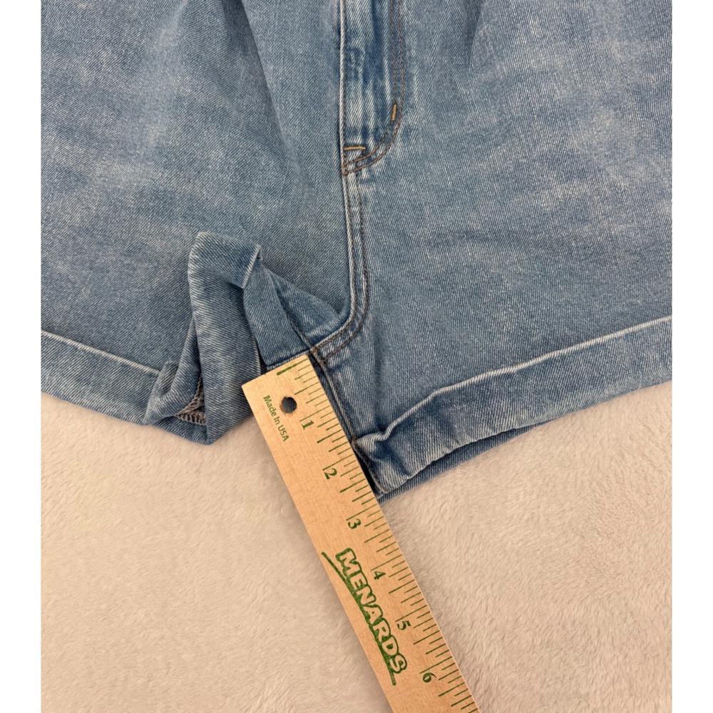 American Eagle Mom Shorts Womens 10 Blue Denim High Waisted Pleated Cuffed Hem - Picture 2 of 6